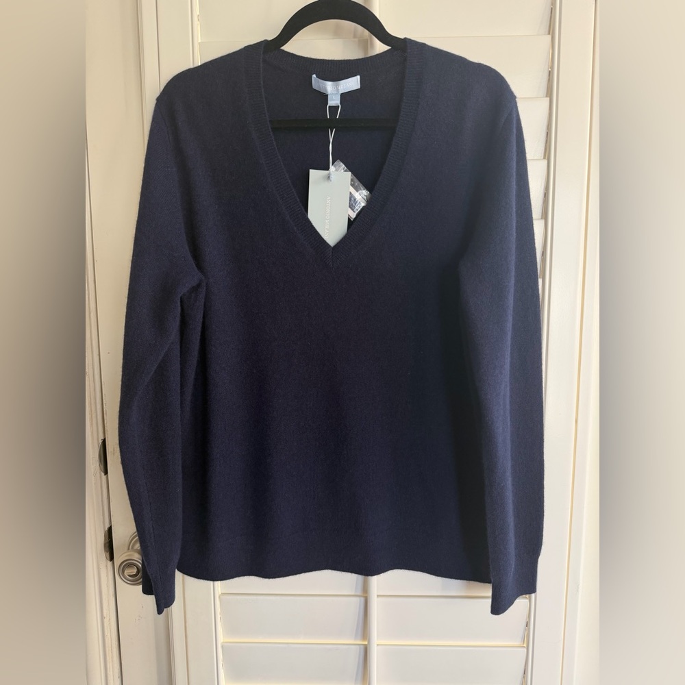 ANTONIO MELANI 100% Cashmere Navy V-Neck Sweater
